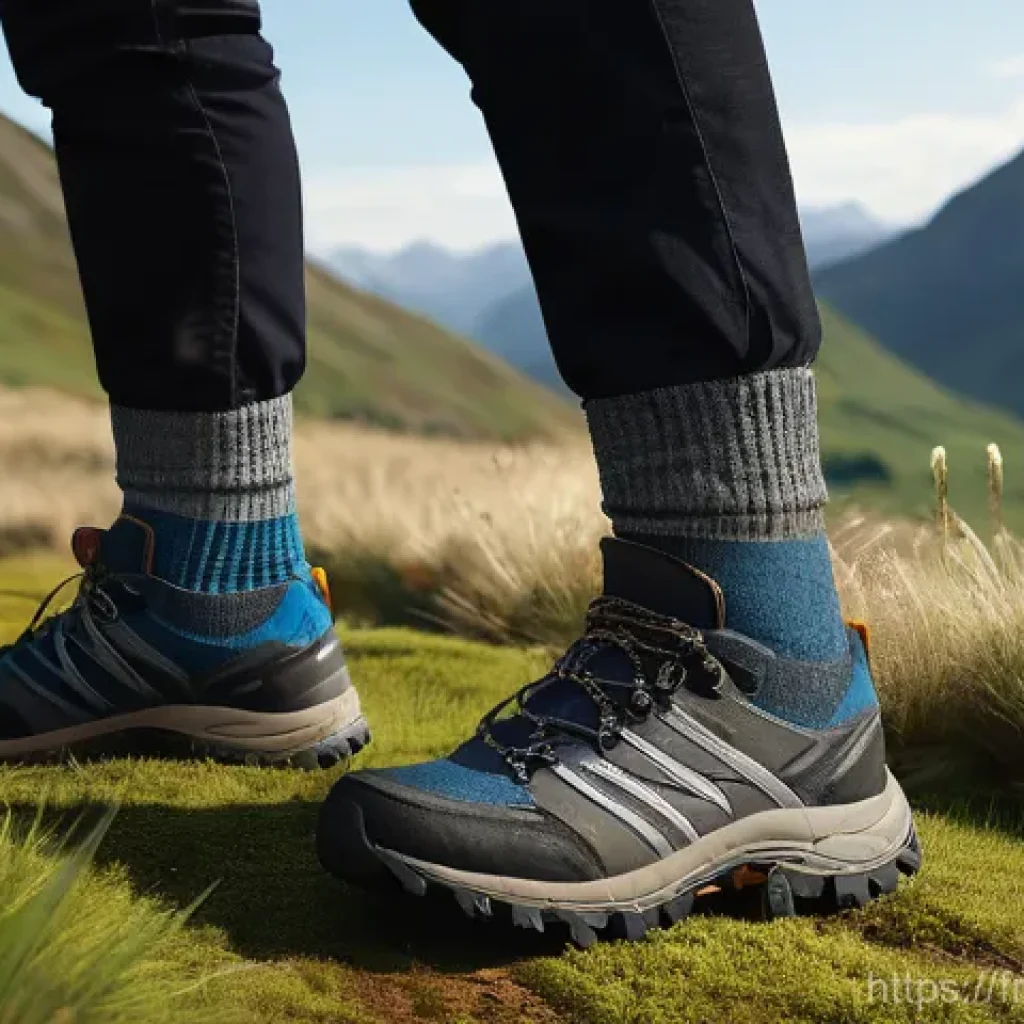 트레킹 전용 양말 추천 - Here are three detailed image generation prompts in English, based on the provided text about trekki...