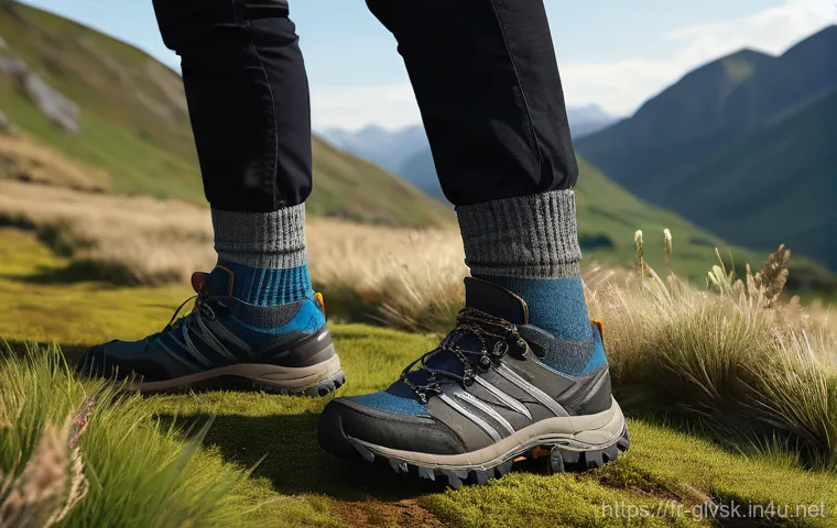 트레킹 전용 양말 추천 - Here are three detailed image generation prompts in English, based on the provided text about trekki...