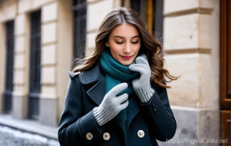 스마트 터치 장갑 기능 차이 - Image Prompt 1: Parisian Winter Elegance with Seamless Touch**
