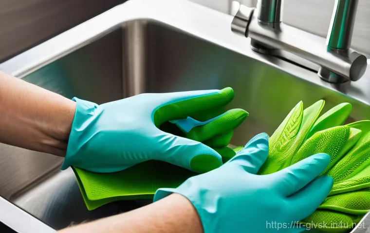 청소용 고무 장갑 내구성 평가 - **Prompt 1: Versatility in Cleaning Gloves**
    "An adult person, dressed in comfortable, modest cl...