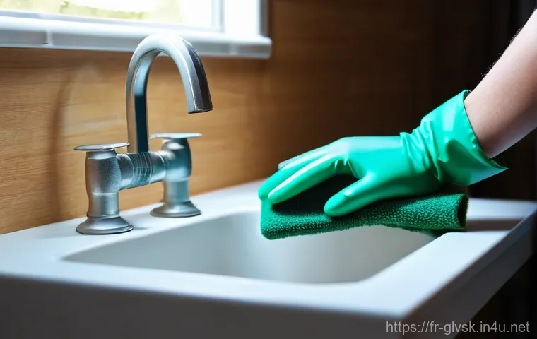 청소용 고무 장갑 내구성 평가 - **Prompt 2: The Perfect Fit and Features for Durable Cleaning Gloves**
    "A detailed close-up shot...