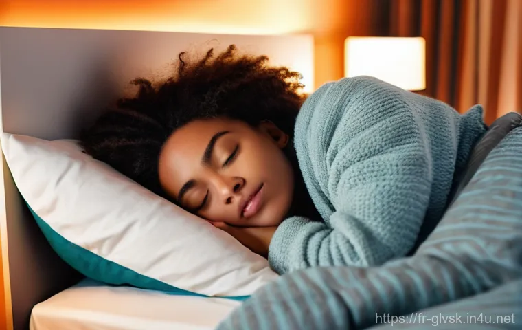 편안한 숙면을 위한 수면 양말 - **Prompt 1: The Frustration of Cold Feet at Night**
    *   **Subject:** A young adult (appearing 15...