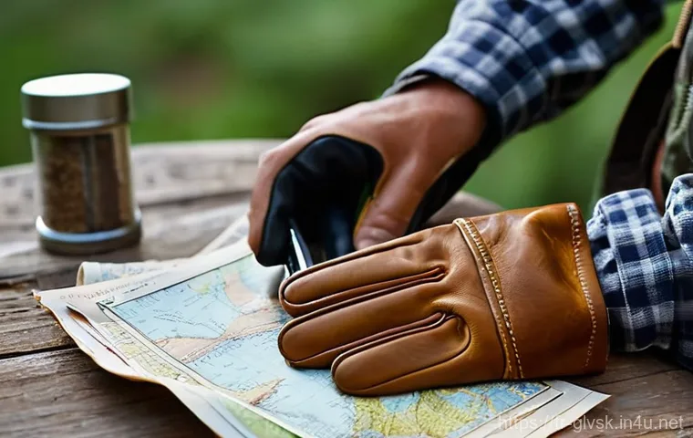 등산 장갑 소재별 특징 - **Prompt:** A dynamic, medium-shot image of an alpinist's gloved hands in a challenging, high-altitu...