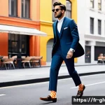 Home 21 패션과 기능을 겸비한 양말 - **Prompt:** "A fashionable young adult, mid-20s, with a confident and expressive demeanor, walks thr...