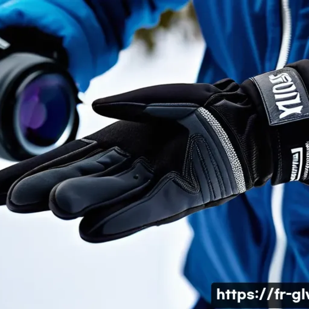 방수 장갑 가격대별 리뷰 - A close-up of high-performance winter sports gloves designed for skiing and snowboarding, featuring ...