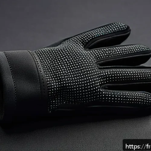커스텀 장갑 제작 트렌드 - A pair of sleek, custom-designed gloves made from advanced technical textiles featuring neoprene and...